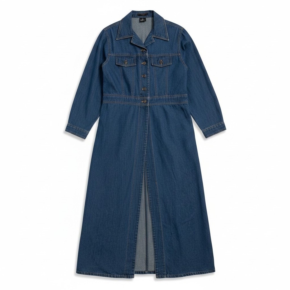 Vintage 90s Starwear Womens 100% Cotton Medium Denim Maxi Duster Size 2X